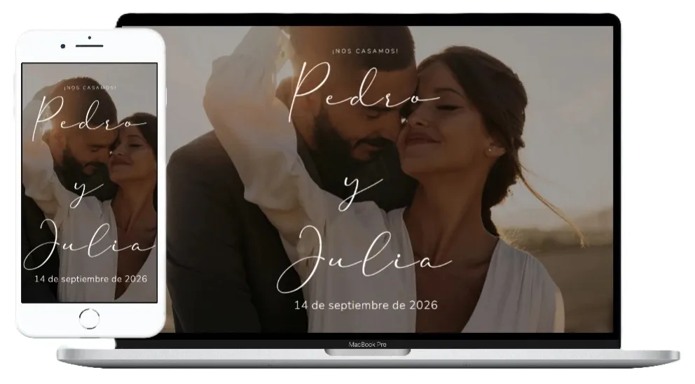 Invitación digital para boda: diseño personalizable en ordenador y móvil